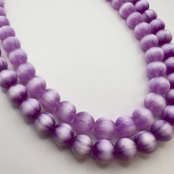Vintage Mid Century Moonglow Bubble Beaded Necklace Purple - Picture 2 of 7